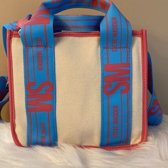 NWT NWT Steve Madden Crossbody/Canavs/Tote
w/AirPod Case - Blue & Pink - Picture 9 of 9